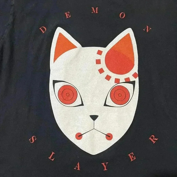 Demon Slayer Kimetsu no Yaiba Tanjiro Warding Mask Black T-Shirt  Men's L Manga - Picture 3 of 4